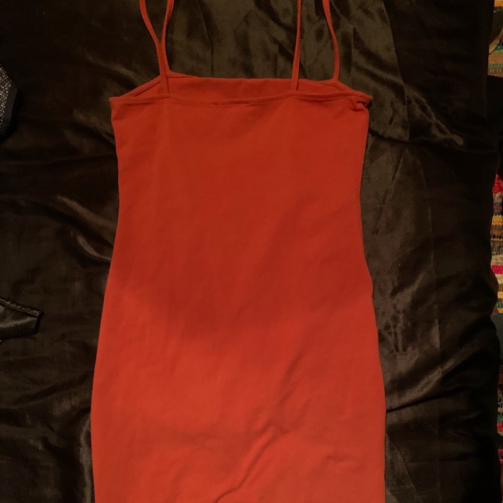 F21 Orange Bodycon Midi Dress